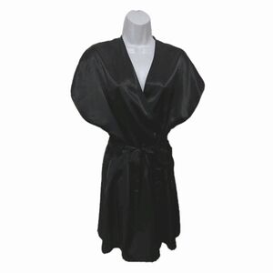 Nine & Co. Vintage Satin Robe L Black Kimono Glam Glamour Sexy Dressy Romantic